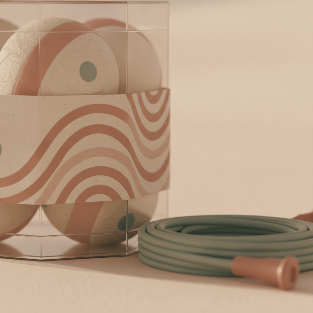 Sand-rated ball 6-pack + line set — macro detail